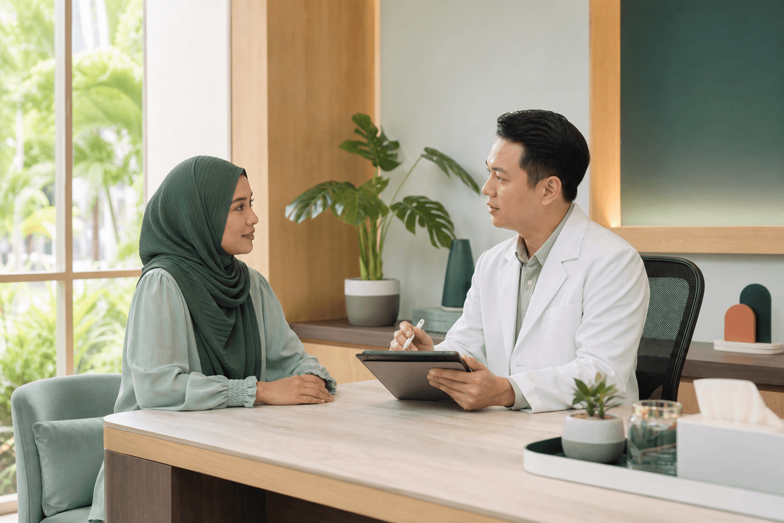 A patient planning an aesthetic clinic consultation in Johor Bahru